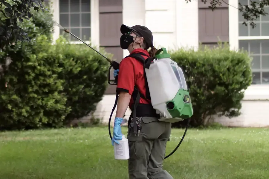 spraying exterior of home